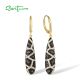 SANTUZZA 925 Sterling Silver Dangling Earrings White Black Nano Brown Spinel Jewelry