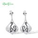 SANTUZZA 925 Sterling Silver Earrings Black Spinel White CZ Charming Drop Earrings Fine Jewelry