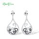 SANTUZZA 925 Sterling Silver Earrings Black Spinel White CZ Charming Drop Earrings Jewelry