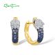 SANTUZZA 925 Sterling Silver Hoop Earrings Sparkling Blue Green White CZ Dragon Jewelry