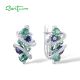 SANTUZZA 925 Sterling Silver Earrings Blue Green Spinel White CZ Earrings Charming Fine Jewelry