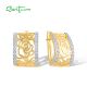 SANTUZZA 925 Sterling Silver Earrings White Cubic Zirconia Rose Flower Jewelry
