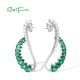 SANTUZZA 925 Sterling Silver Earrings Green Spinel White CZ Dangling Earrings Jewelry