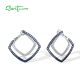 SANTUZZA 925 Sterling Silver Earrings Blue Ombre Stones White CZ Earrings Fine Jewelry