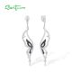 SANTUZZA 925 Sterling Silver Earrings Black Spinel White CZ Butterfly Dangling Earrings Fine Jewelry