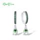 SANTUZZA 925 Sterling Silver Drop Earrings Green Spinel Tulip Flower Enamel Jewelry