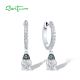 SANTUZZA 925 Sterling Silver Loop Earrings White CZ Green Spinel Flower Pierce Fine Jewelry