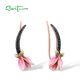 SANTUZZA 925 Sterling Silver Earrings Climber Black Spinel Tulip Flower Pierce Jewelry Enamel