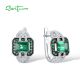 SANTUZZA 925 Sterling Silver Earrings Green Spinel White Cubic Zirconia Earrings Jewelry