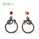 SANTUZZA 925 Sterling Silver Stud Earrings Black Spinel Created Ruby Snake Animal Jewelry