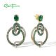 SANTUZZA 925 Sterling Silver Stud Earrings Green Spinel White CZ Ombre Snake Safari Jewelry