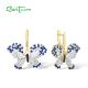 SANTUZZA 925 Sterling Silver Earrings White CZ Blue Spinel Butterfly Jewelry