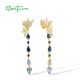 SANTUZZA 925 Sterling Silver Ombre Stud Dangling Earrings Blue Spinel /Glass White CZ Jewelry