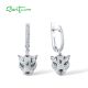 SANTUZZA 925 Sterling  Silver Dangling Earrings Sparkling Green Spinel White CZ Leopard Animal Jewelry