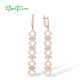 SANTUZZA 925 Sterling Silver Earrings White CZ Geometric Long Earrings Fine Jewelry