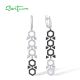 SANTUZZA 925 Sterling Silver Earrings White CZ Black Spinel Geometric Long Dangling Fine Jewelry