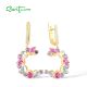 SANTUZZA 925 Sterling Silver Dangling Earrings Multi-Color Gemstones Fine Jewelry