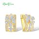 SANTUZZA 925 Sterling Silver Earrings White Cubic Zirconia Flower Fine Jewelry