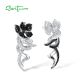 SANTUZZA 925 Sterling Silver Earrings White Black Flower  Jewelry