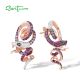 SANTUZZA 925 Sterling Silver Stud Earrings Created Sapphire Ruby Snake Animal Fine Jewelry