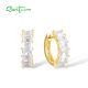 SANTUZZA 925 Sterling Silver Hoop Earrings White Cubic Zirconia Simple Style Jewelry