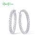 SANTUZZA 925 Sterling Silver Hoop Earrings White CZ Glimmer Inter Outer Fine Jewelry