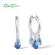 SANTUZZA 925 Sterling Silver Dangling Earrings Blue Spinel Hoop Delicate Jewelry 