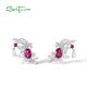 SANTUZZA 925 Sterling Silver Earrings Climber Created Ruby White CZ Jewelry