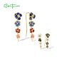 SANTUZZA 925 Sterling Silver Earrings Muti-Color Enamel Flower Climber Delicate Gifts Fine Jewelry