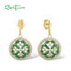 SANTUZZA 925 Sterling Silver Stud Earrings Sparkling Green Spinel White CZ Dangling Jewelry