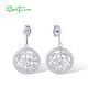 SANTUZZA 925 Sterling Silver Drop Earrings White CZ Dangling Jewelry