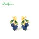 SANTUZZA 925 Sterling Silver Drop Earrings Enamel Blueberries Pomegranate Fruits Jewelry