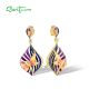 SANTUZZA 925 Sterling Silver Drop Earrings Sparkling Multi-Color Enamel Jewelry