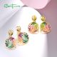 SANTUZZA 925 Sterling Silver Earrings Colorful Ribbon Pattern Hollow Dangle Jewelry