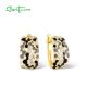 SANTUZZA 925 Sterling Silver Latch Back Earrings Enamel Mosaic Irregular Jewelry