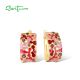 SANTUZZA  925 Sterling Silver Clip Earrings Mosaic Style Enamel Jewelry