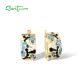 SANTUZZA  925 Sterling Silver Clip Earrings Mosaic Style Enamel Jewelry