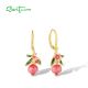 SANTUZZA 925 Sterling Silver Drop Earrings Sparkling Enamel Pomegranate Jewelry