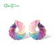 SANTUZZA 925 Sterling Silver Stud Earrings CZ Colorful Twisted Pattern / Conch Jewelry