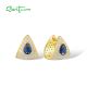 SANTUZZA 925 Sterling Silver Clip Earrings White & Black CZ Triangle Jewelry