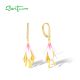 SANTUZZA 925 Sterling Silver Drop Earrings Sparkling Lily Flower Jewelry Enamel