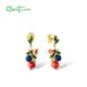 SANTUZZA Genuine 925 Sterling Silver Drop Earrings Fruits Blueberries &Pomegranate Jewelry