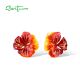 SANTUZZA 925 Sterling Silver Earrings Sparkling Red Enamel Maple Leaves Jewelry