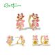 SANTUZZA 925 Sterling Silver Hoop Earrings Sparkling Cherry Blossom Pink Cute Floral Wedding Gift Jewelry