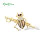 SANTUZZA 925 Sterling Silver Brooch White CZ Created Ruby Handmade Enamel Insect Fine Jewelry