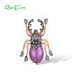 SANTUZZA 925 Sterling Silver Brooch White CZ Created Ruby Purple Stone Beetle Insect Fine Jewelry