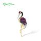 SANTUZZA 925 Sterling Silver Brooch Created Pink Sapphire Ruby Flamingo Bird Animal Jewelry