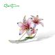 SANTUZZA 925 Sterling Silver Brooch  Multi-Color Pink Lily Flower Rose Enamel Jewelry