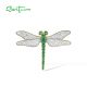 SANTUZZA 925 Sterling Silver Brooch Green Spinel White CZ Gold Color Dragonfly Insect Brooch Jewelry