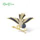 SANTUZZA 925 Sterling Silver Brooch Swallow Bird Animal Green Spinel Blue Stone Fine Jewelry